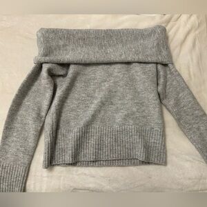 Off Shoulder Grey Knit Sweater